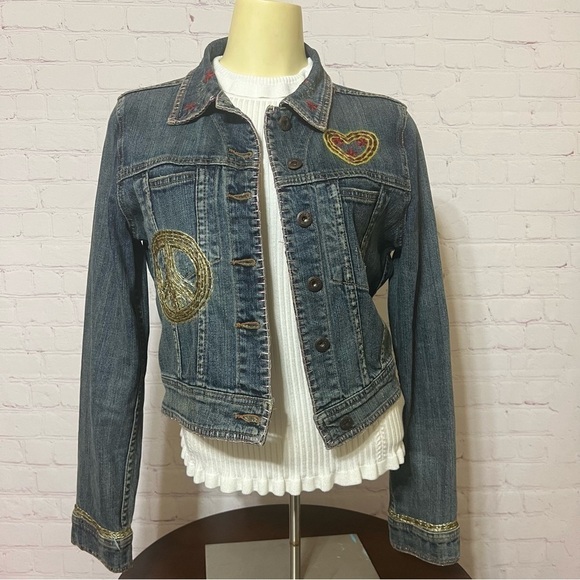 SWITCH U.S.A Denim Jackets & Blazers - SWITCH USA DENIM 90s boho beaded, embroidered embellished women’s Jacket Medium